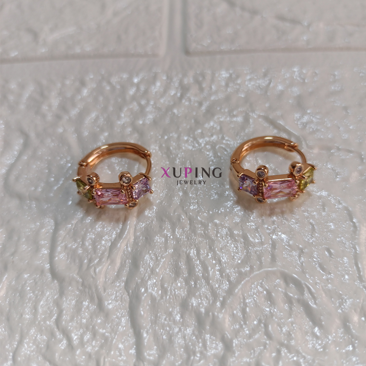 Aretes 3 piedras colores