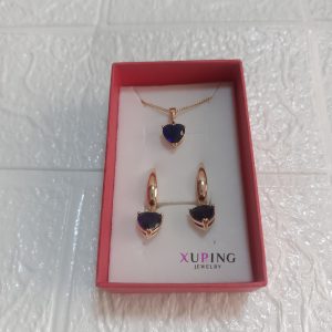 Cadena con aretes zircon azul