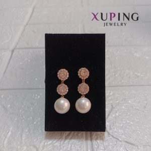 Arete con perla colgante zircones