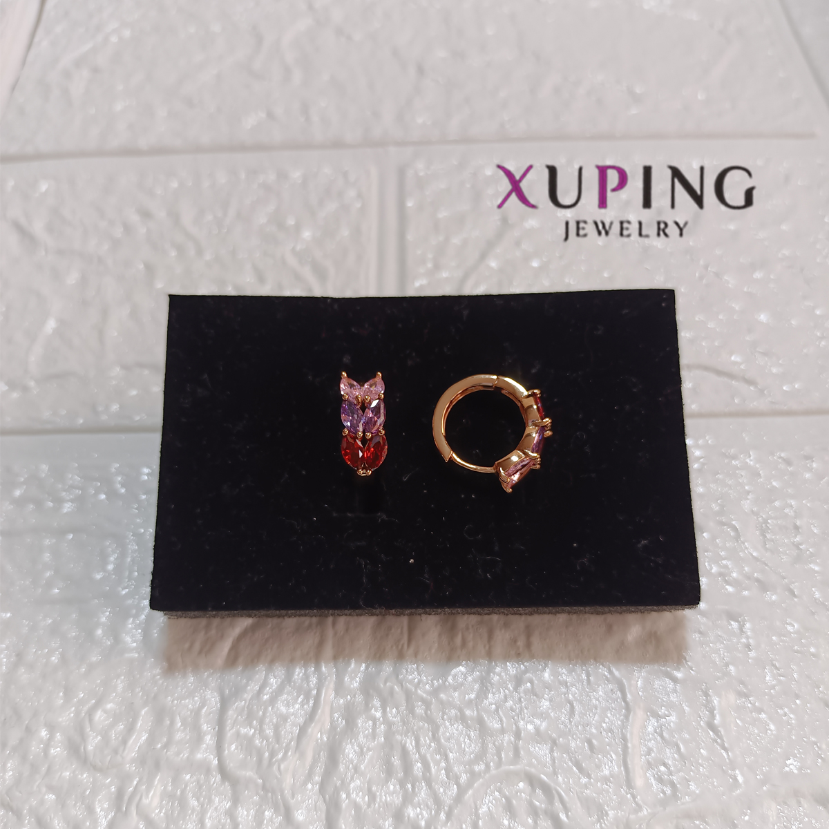 aretes 3 gemas zircones