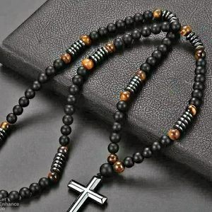 Collar ojos de tigre onix acero