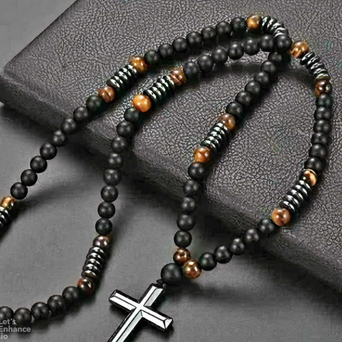 Collar ojos de tigre onix acero