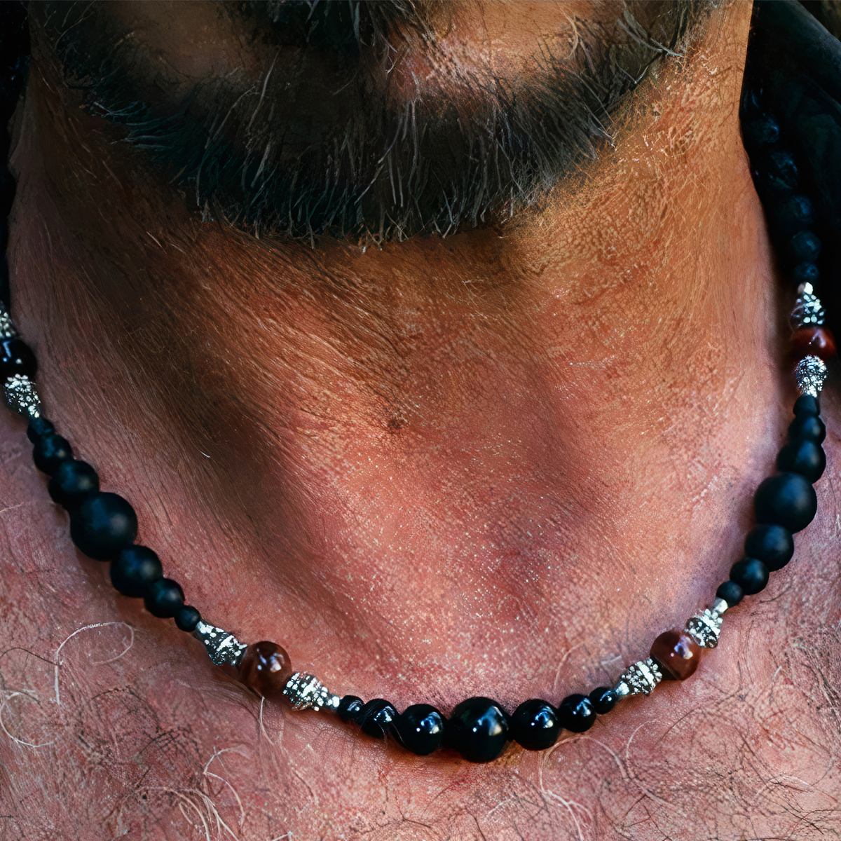 Collar ojos de tigre onix turmalina