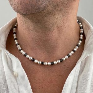 Collar perla checa turbmalina