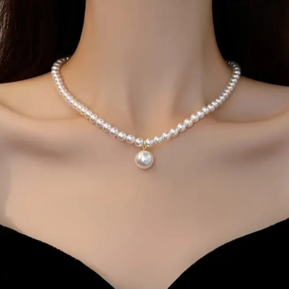 Collar con perla y dije para dama