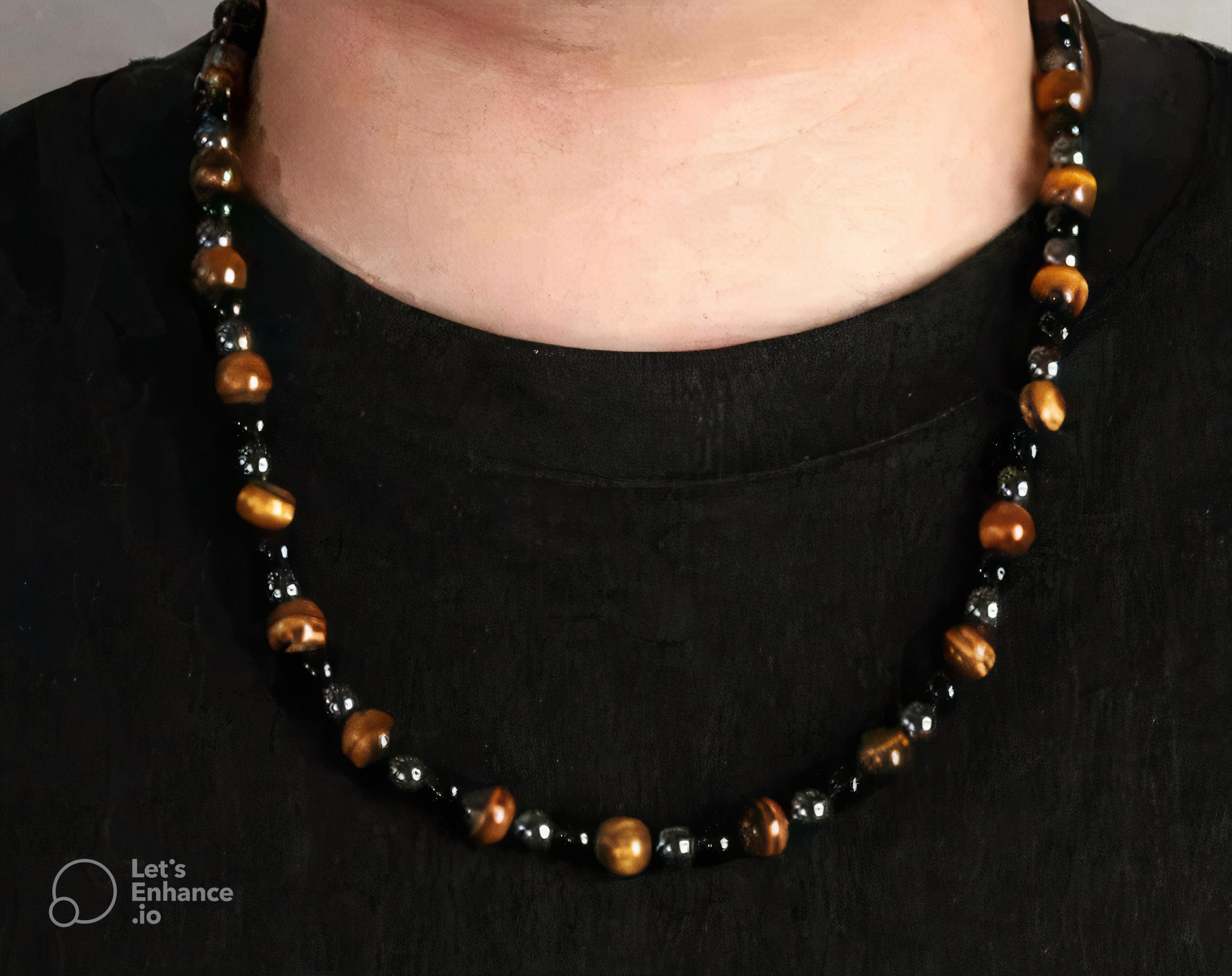 Collar de perla y piedras naturales