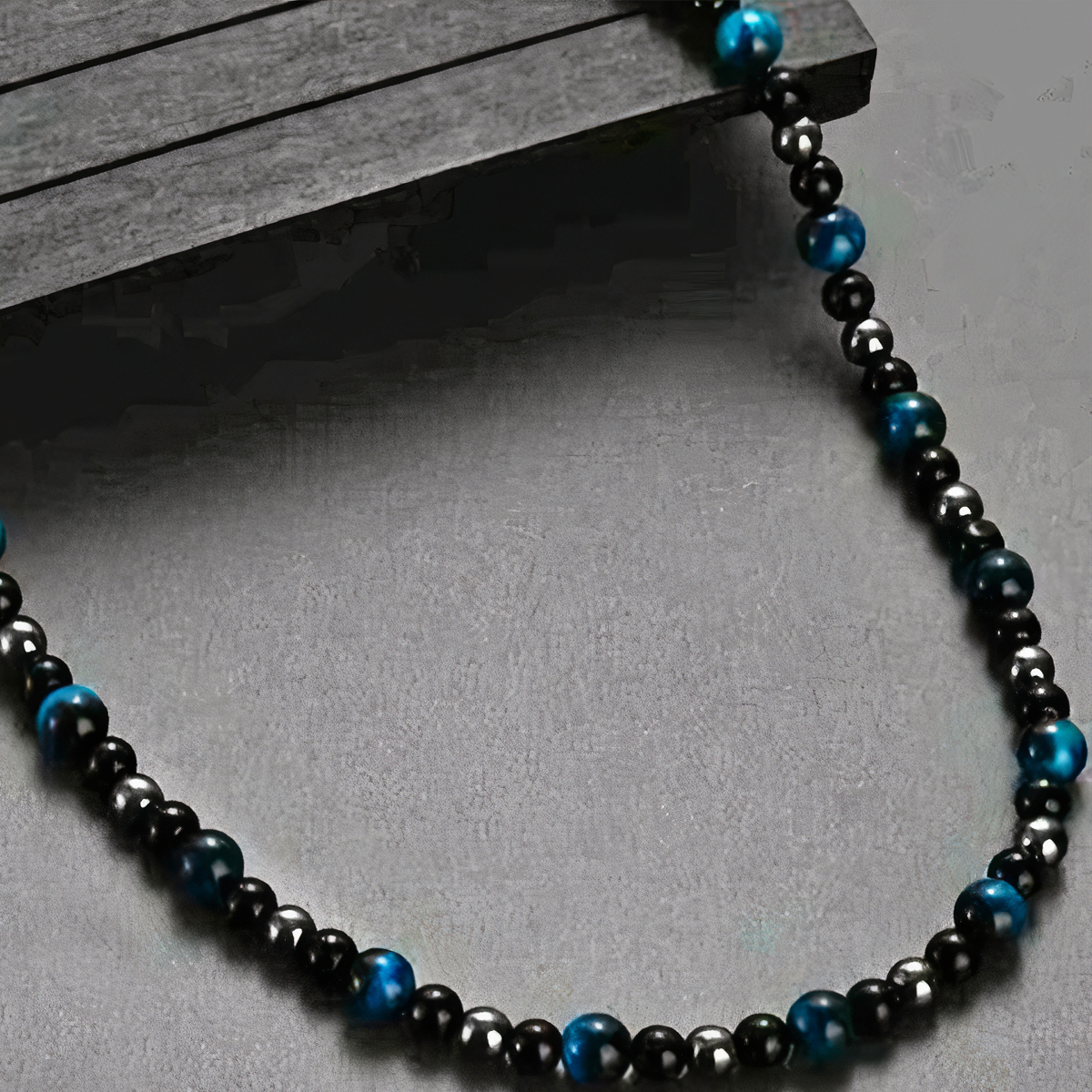 Collar piedra natural lapizlazul negra