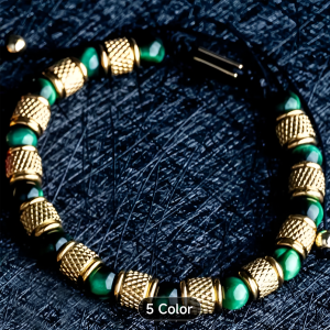 Pulsera malaquita con accesorios en acero