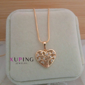 Collar Xuping Árbol de la Vida en Corazón Calado con Circones - Doble Enchape 18K