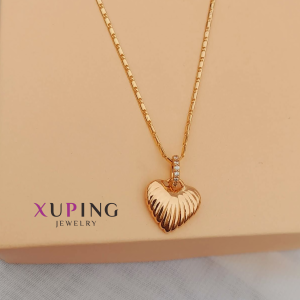 Collar Xuping Dije Corazón Texturizado con Circones