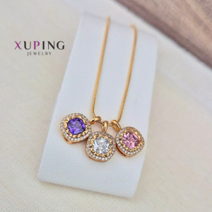 Collar Xuping Trío de Cristales Facetados Multicolor