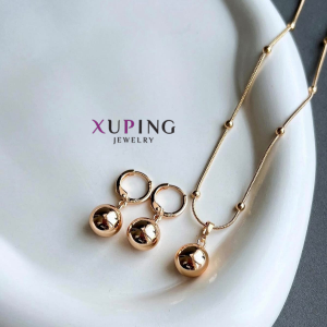 Juego de Collar y Aretes Xuping con Esferas Ball Minimalistas